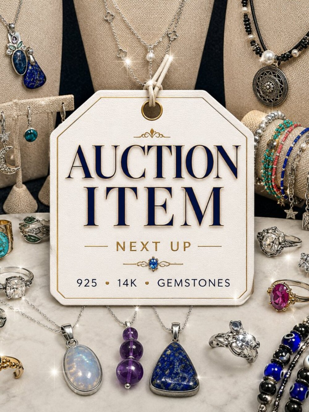Auction Item Card | DO NOT BUY ALL NEW sterling precious metals, stones!